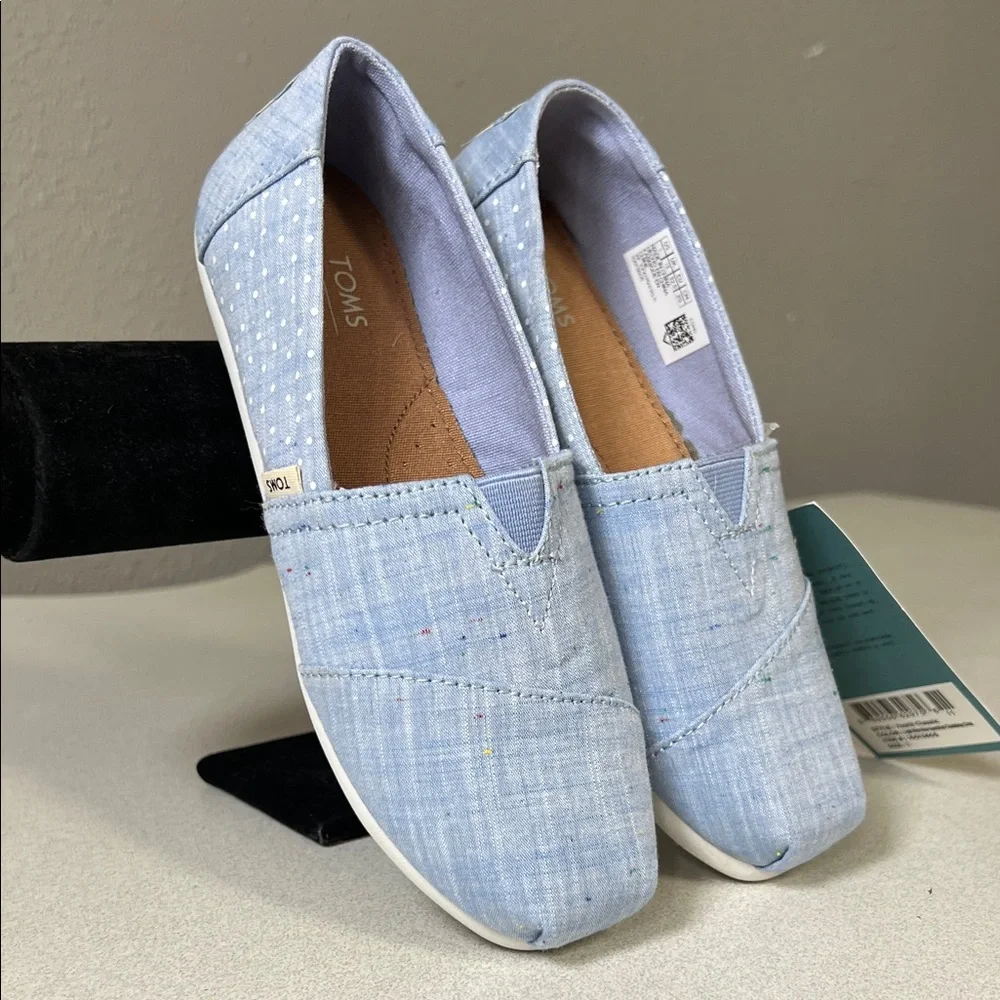 TOMS Light Blue Canvas Slip-On Loafers - Picture 2 of 10